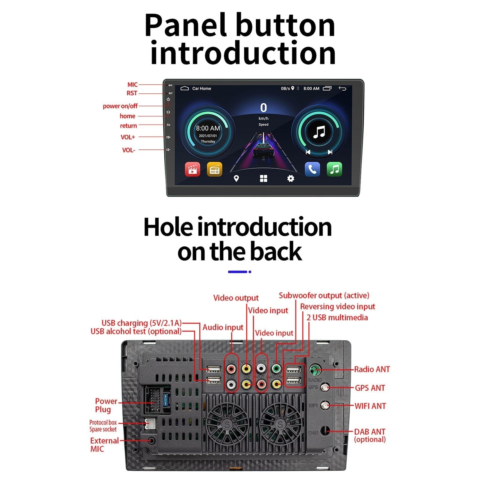 9 Inch Car Android Player Gps Navigation Bluetooth Touch Radio Mirror Link Fm Wifi Steering Wheel Control Standard Version + Carplay