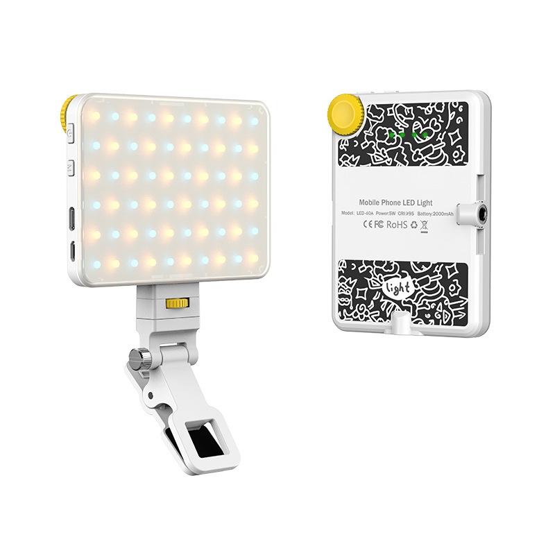 Rechargeable Clip Fill Light - 60 Leds 3 Light Modes Front & Back Clip a Type Blue - A Type White