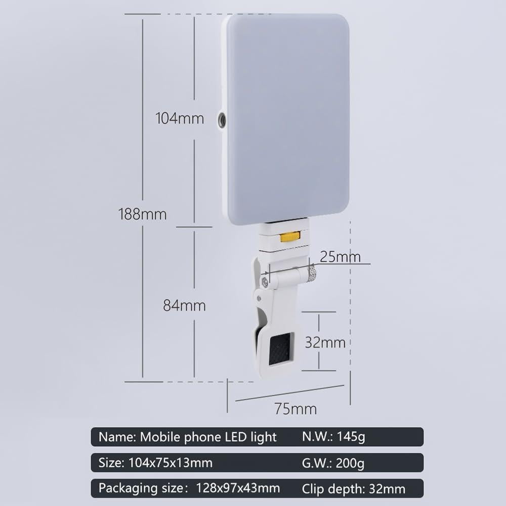 Rechargeable Clip Fill Light - 60 Leds 3 Light Modes Front & Back Clip a Type Blue - A Type White