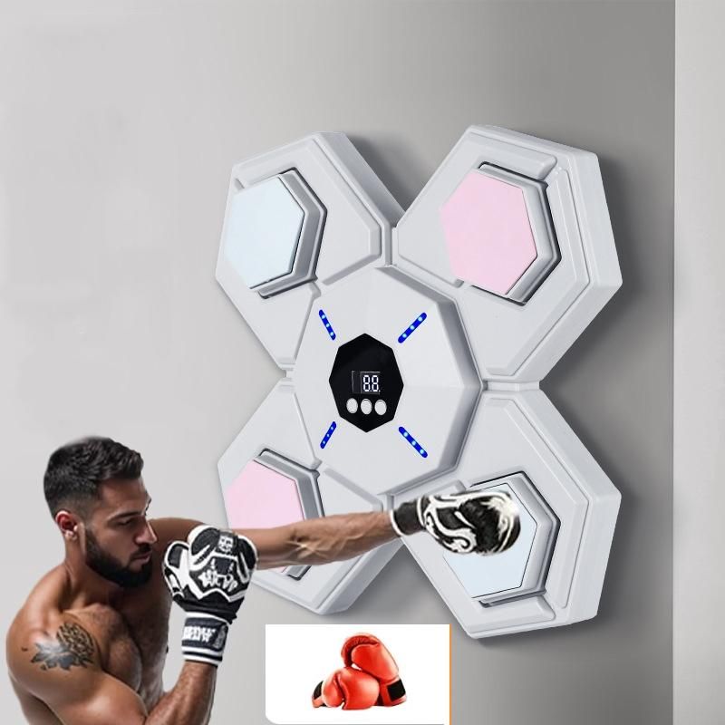 Rechargeable Bluetooth Boxing Machine With Adult &amp; Child Gloves - Blue - With Child Golves Pink Blue