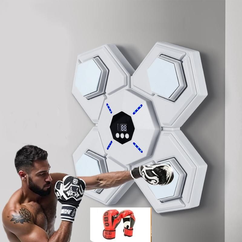 Rechargeable Bluetooth Boxing Machine With Adult & Child Gloves - Blue - With Child Golves Pink Blue