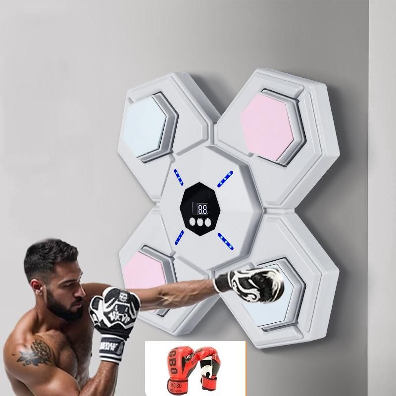 Rechargeable Bluetooth Boxing Machine With Adult & Child Gloves - Blue - With Child Golves Pink Blue