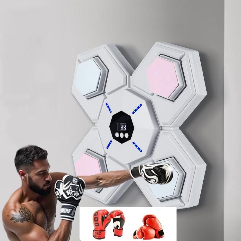 Rechargeable Bluetooth Boxing Machine With Adult & Child Gloves - Blue - With Child Golves Pink Blue