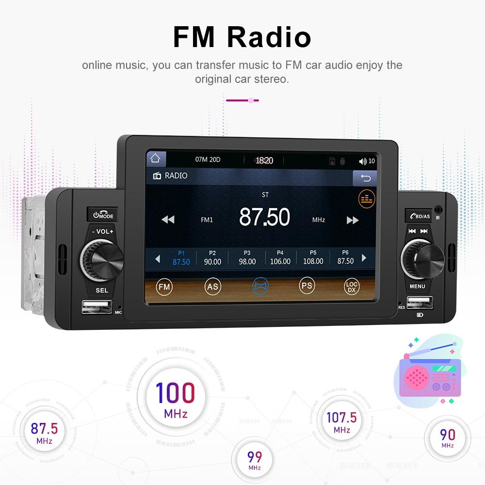 5 Inch Car Mp5 Inch Player With Bluetooth & Microphone - Standard + 12 Lights Camera