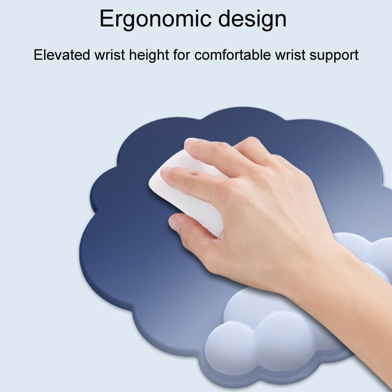 3 Piece Cloudy Gradient Memory Foam Wrist & Mouse Pad Set Blue+Gray - Model 8