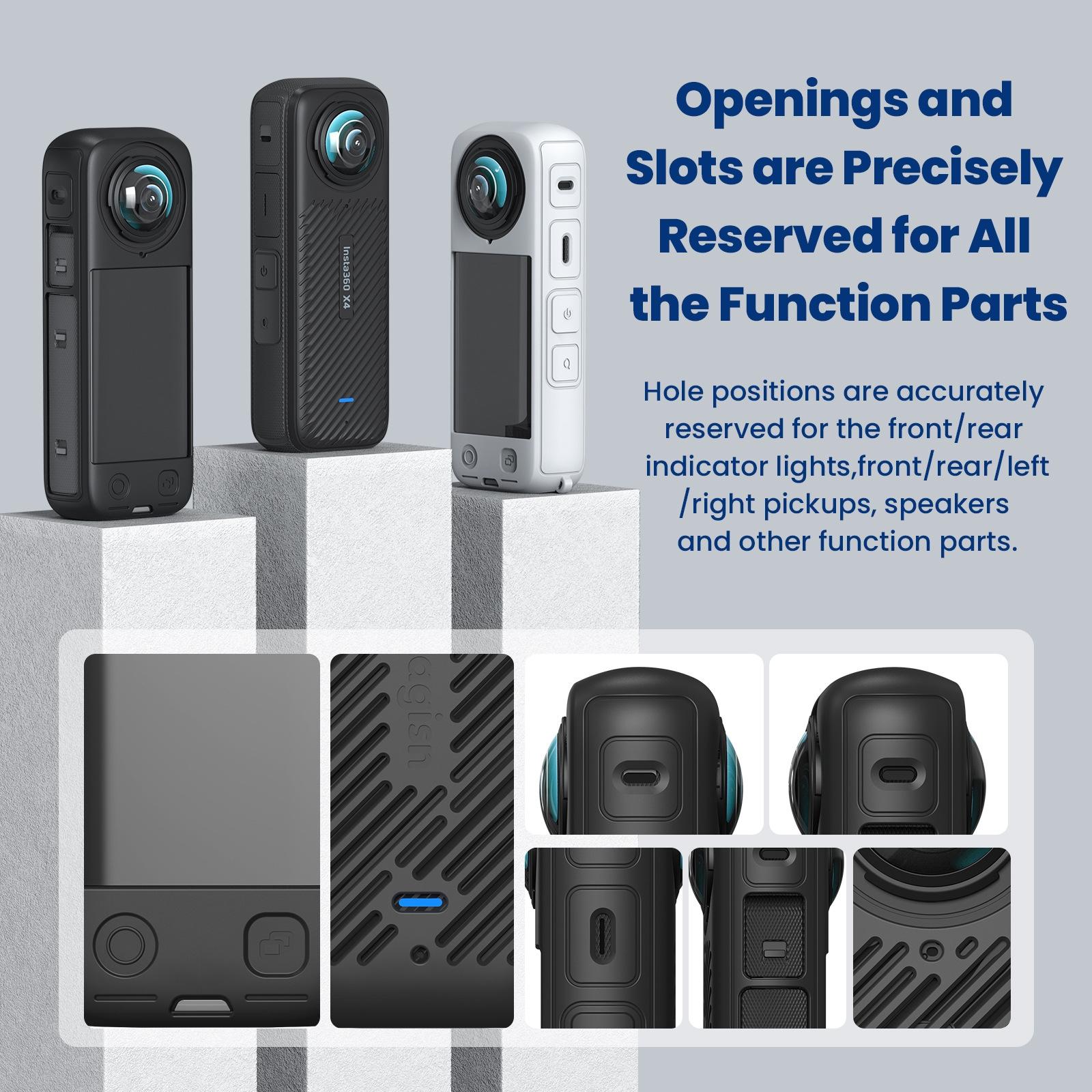 Amagisn Silicone Protective Cover for Insta360 X4 - Body Case Black