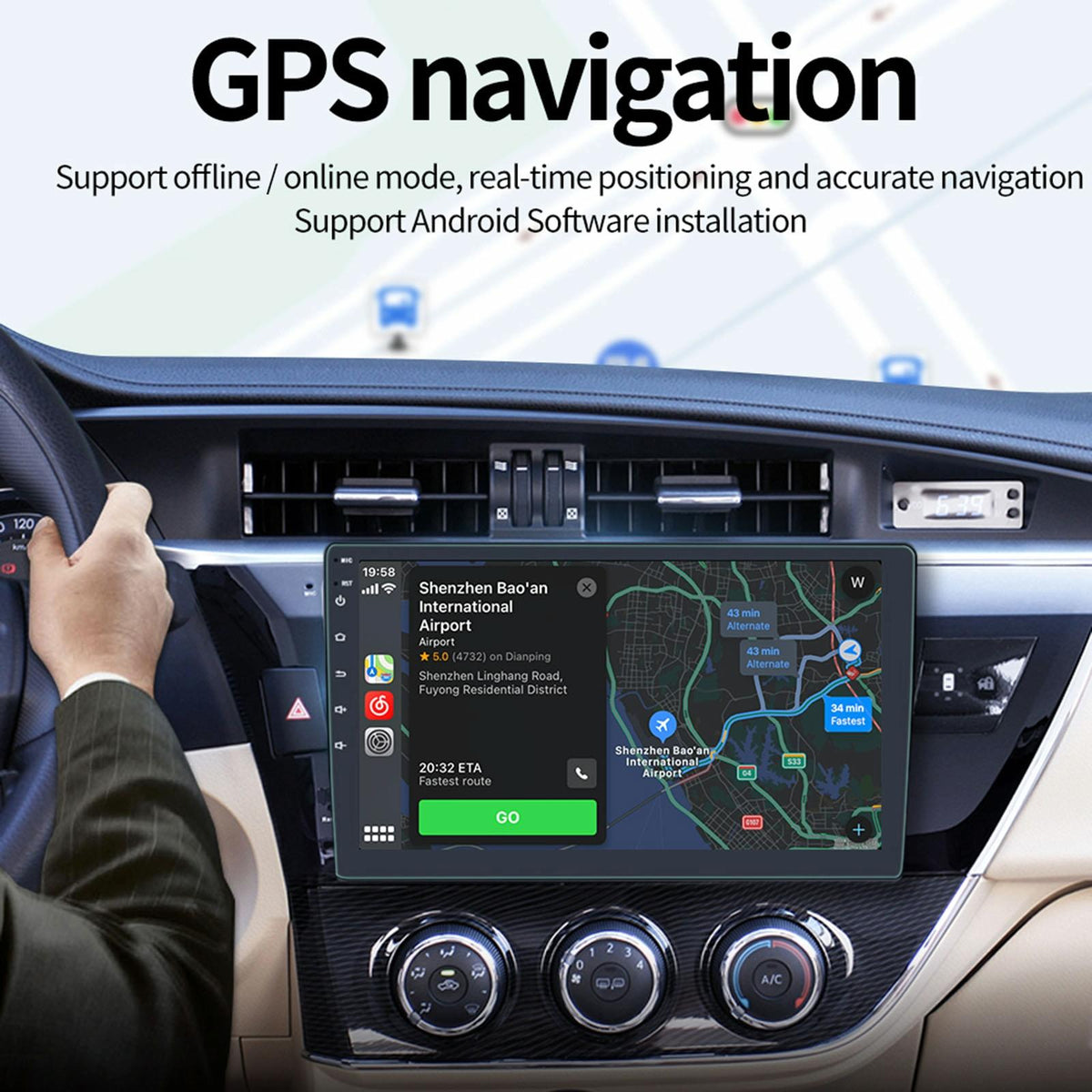 10.1 Inch Car Android Player Gps Navigation Bluetooth Touch Radio Mirror Link Fm Wifi Steering Wheel Control Standard Version + Carplay
