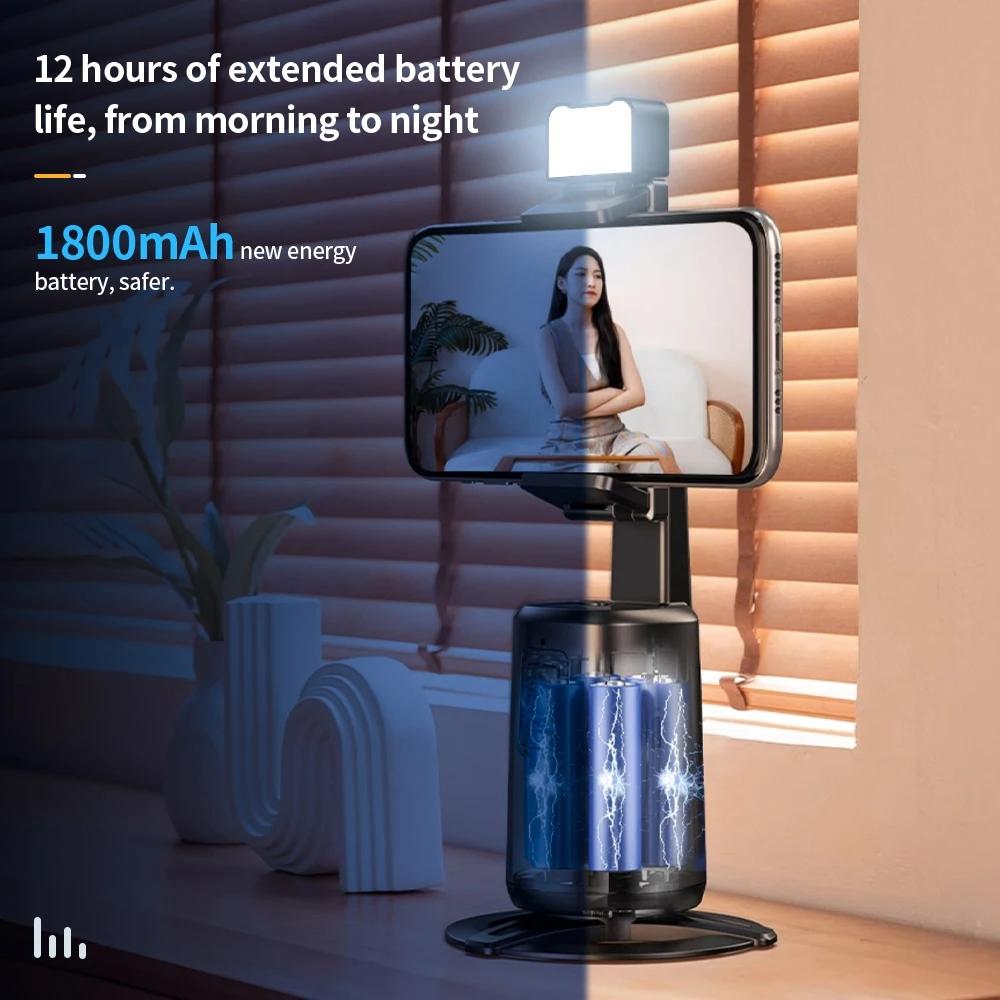 Auto Tracking Gimbal Stabilizer with Fill Light and Selfie Stick - 360 Degree Rotation - A200 Set 3