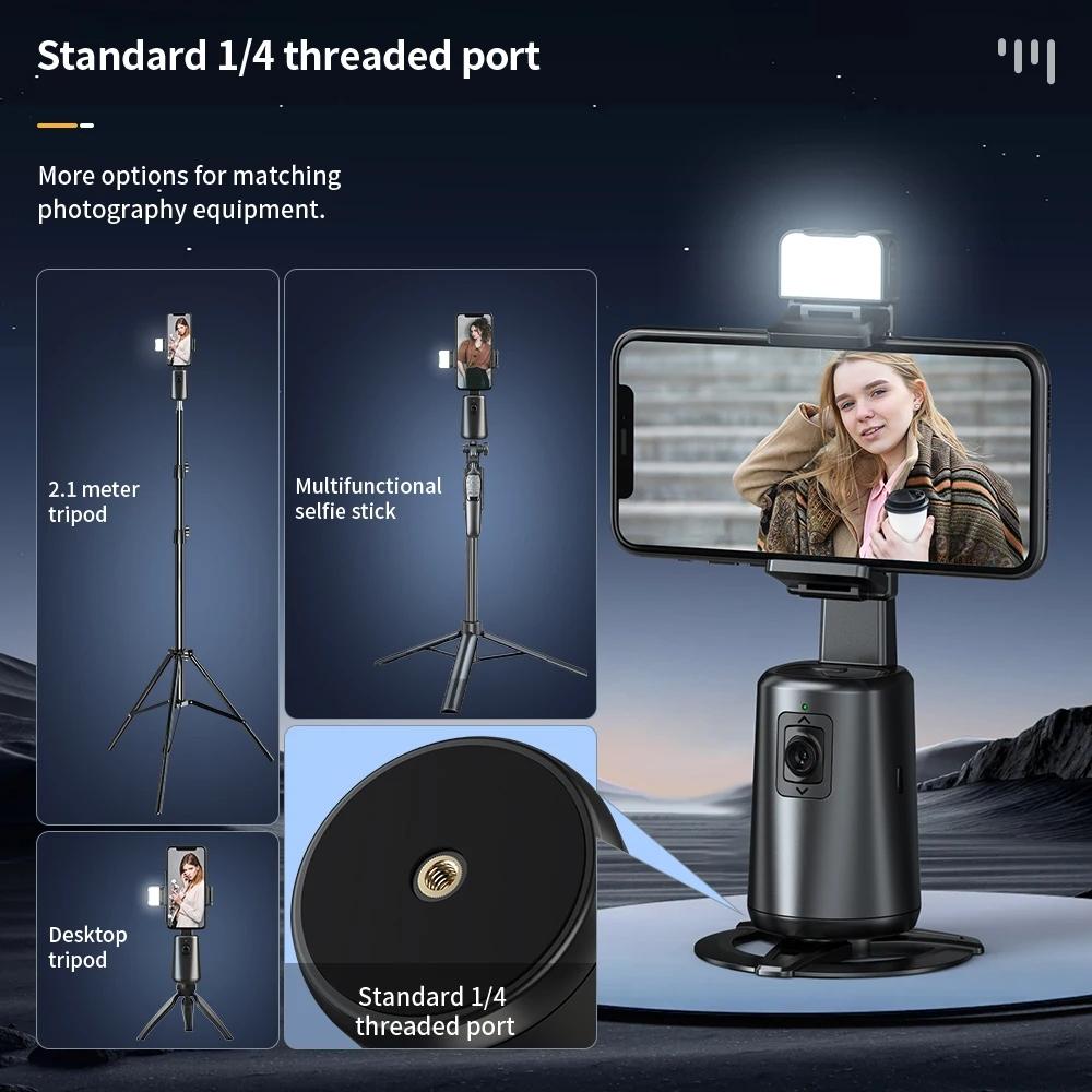 Auto Tracking Gimbal Stabilizer with Fill Light and Selfie Stick - 360 Degree Rotation - A200 Set 3