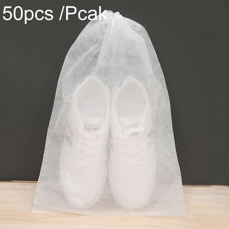 50 Pcs Thickened Non Woven Shoe Storage Bag Portable &amp; Sunscreen - 50Pcs /Pack 32X48Cm Large