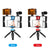 Live Broadcast Vlogging Kit With Led Light Microphone Tripod & Cold Shoe Head - Blue