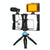 Live Broadcast Vlogging Kit With Led Light Microphone Tripod & Cold Shoe Head - Blue