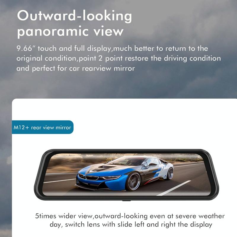 Large 9.66 Dual-record Driving Recorder with 2k Touch Screen and Parking Video Reversing Image