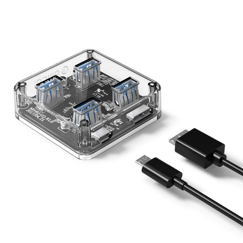 Transparent Usb 3.0 Desktop Hub + 30Cm Micro Usb Cable