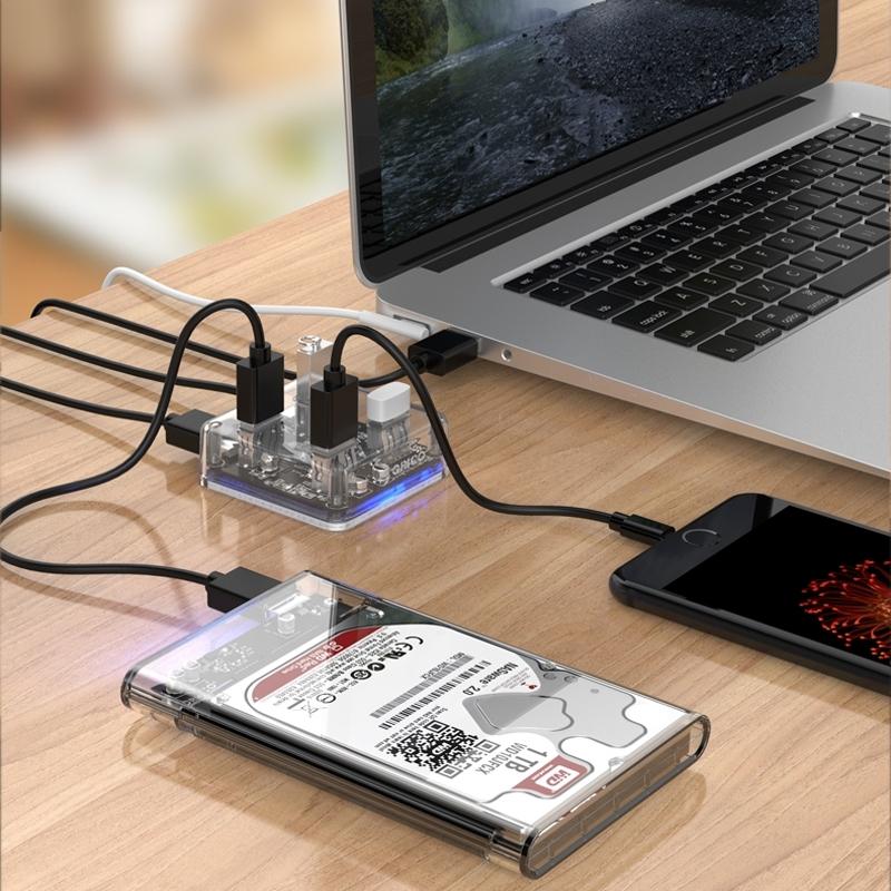Transparent Usb 3.0 Desktop Hub + 30Cm Micro Usb Cable