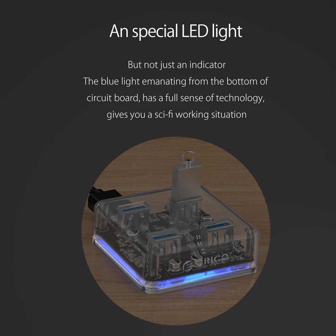 Transparent Usb 3.0 Desktop Hub + 30Cm Micro Usb Cable