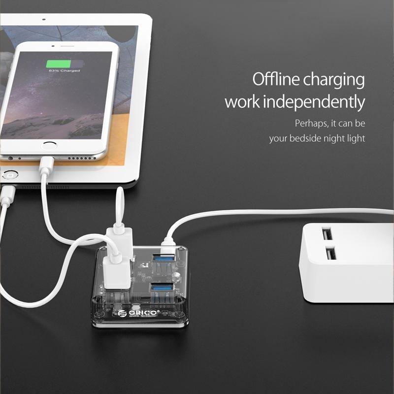 Transparent Usb 3.0 Desktop Hub + 30Cm Micro Usb Cable