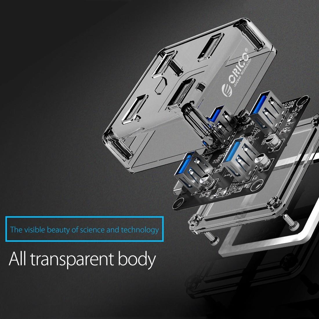 Transparent Usb 3.0 Desktop Hub + 30Cm Micro Usb Cable