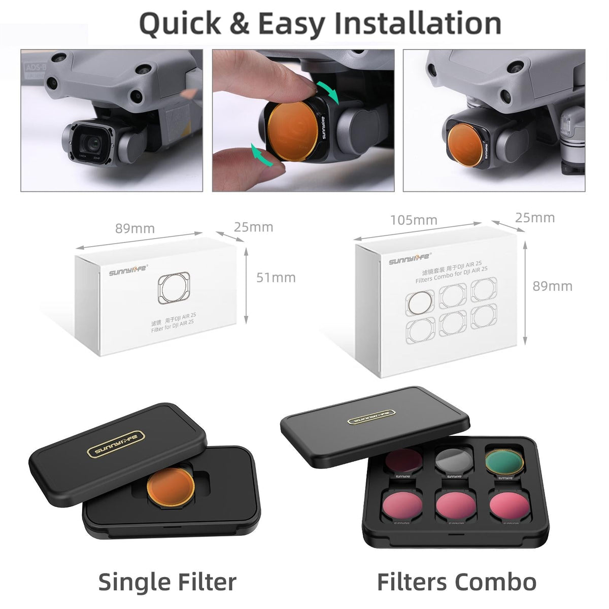 3-in-1 Cpl and Nd Lens Filters for Dji Air 2s