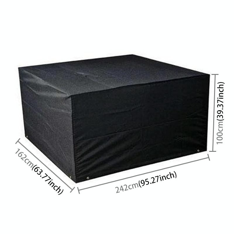 Outdoor Furniture Set Cover - Waterproof Anti-uv Dust-proof - 210d Oxford Cloth - 242x162x100cm - Black