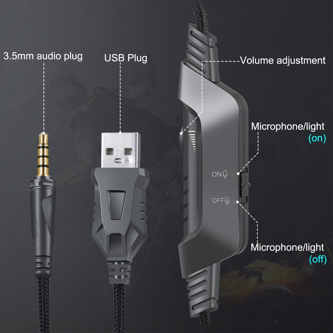 Surround Gaming Headset With Mic & Rgb Lights
