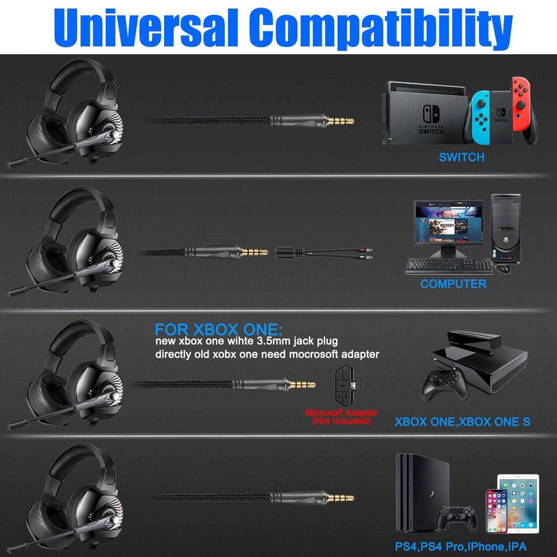 Surround Gaming Headset With Mic & Rgb Lights