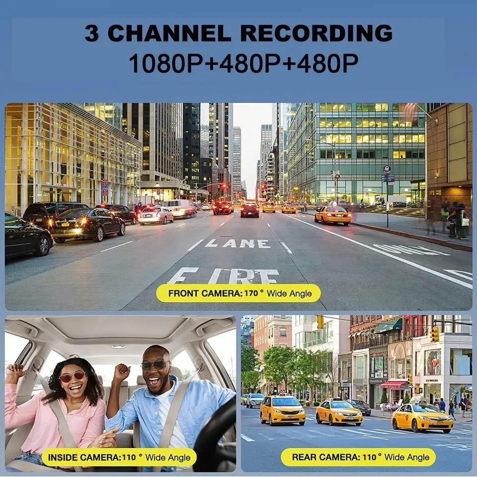 1080p 3-record Driving Recorder with 2 Screen