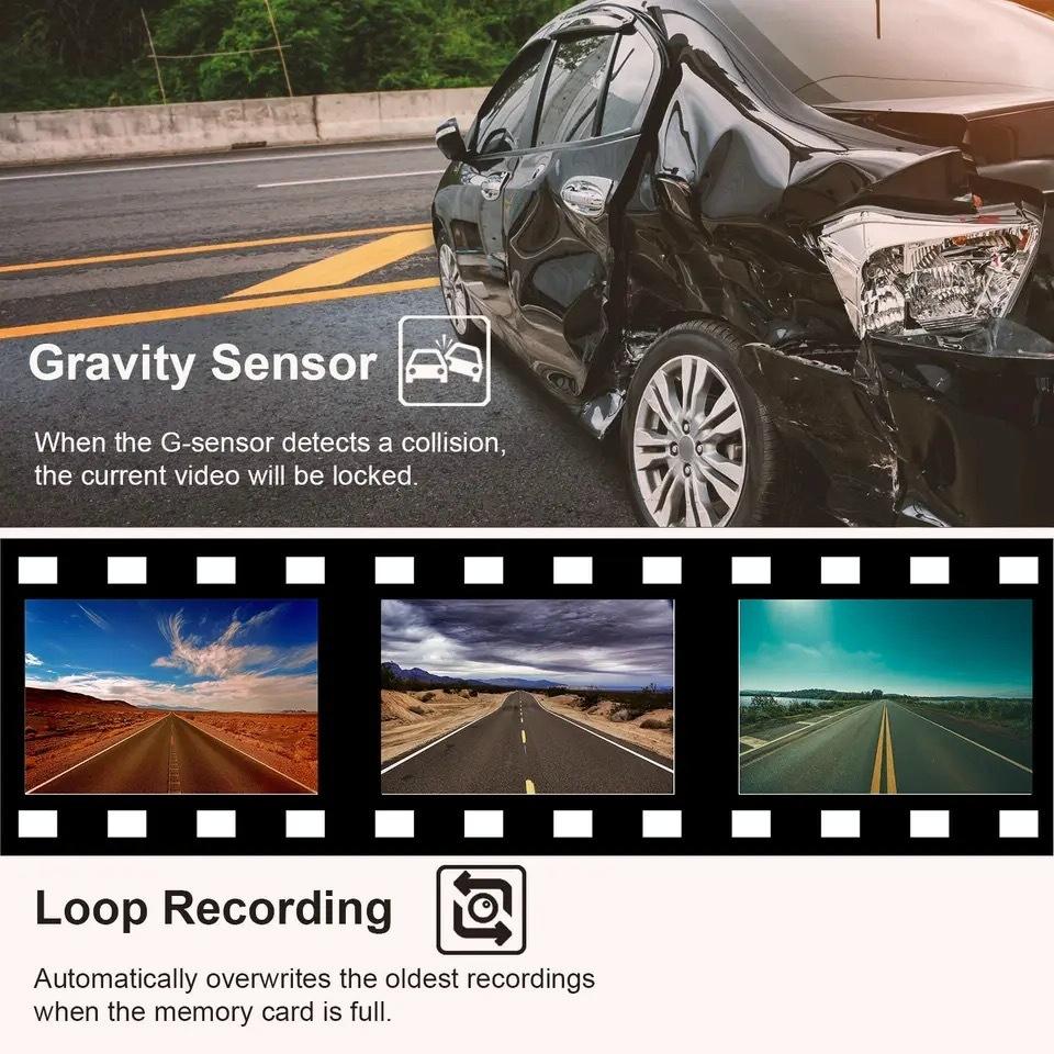 1080p 3-record Driving Recorder with 2 Screen