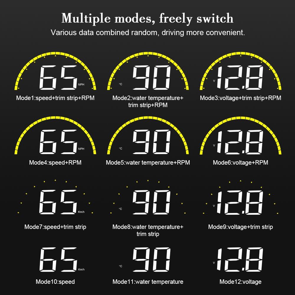 Universal Car Obd2 Hud 2.6 Inch Vehicle Head Up Display
