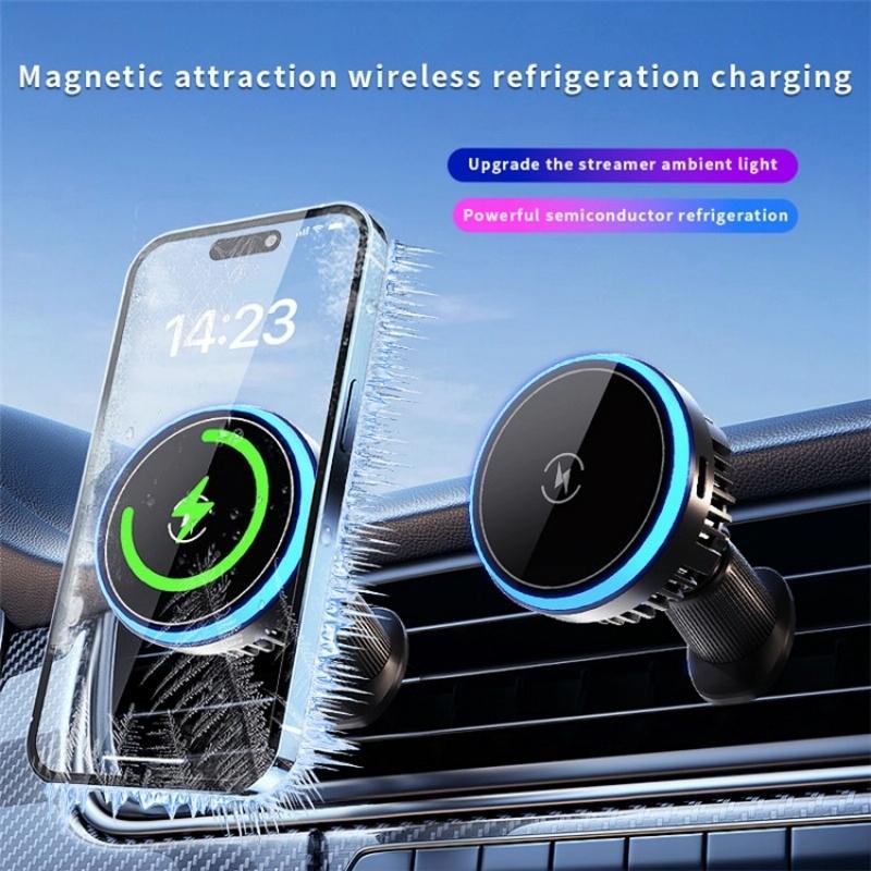 Wireless Car Charger with Rgb Light and Magnetic Air Outlet