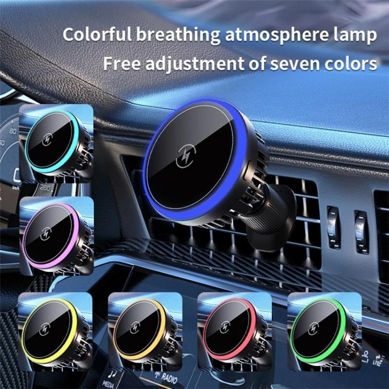 Wireless Car Charger with Rgb Light and Magnetic Air Outlet
