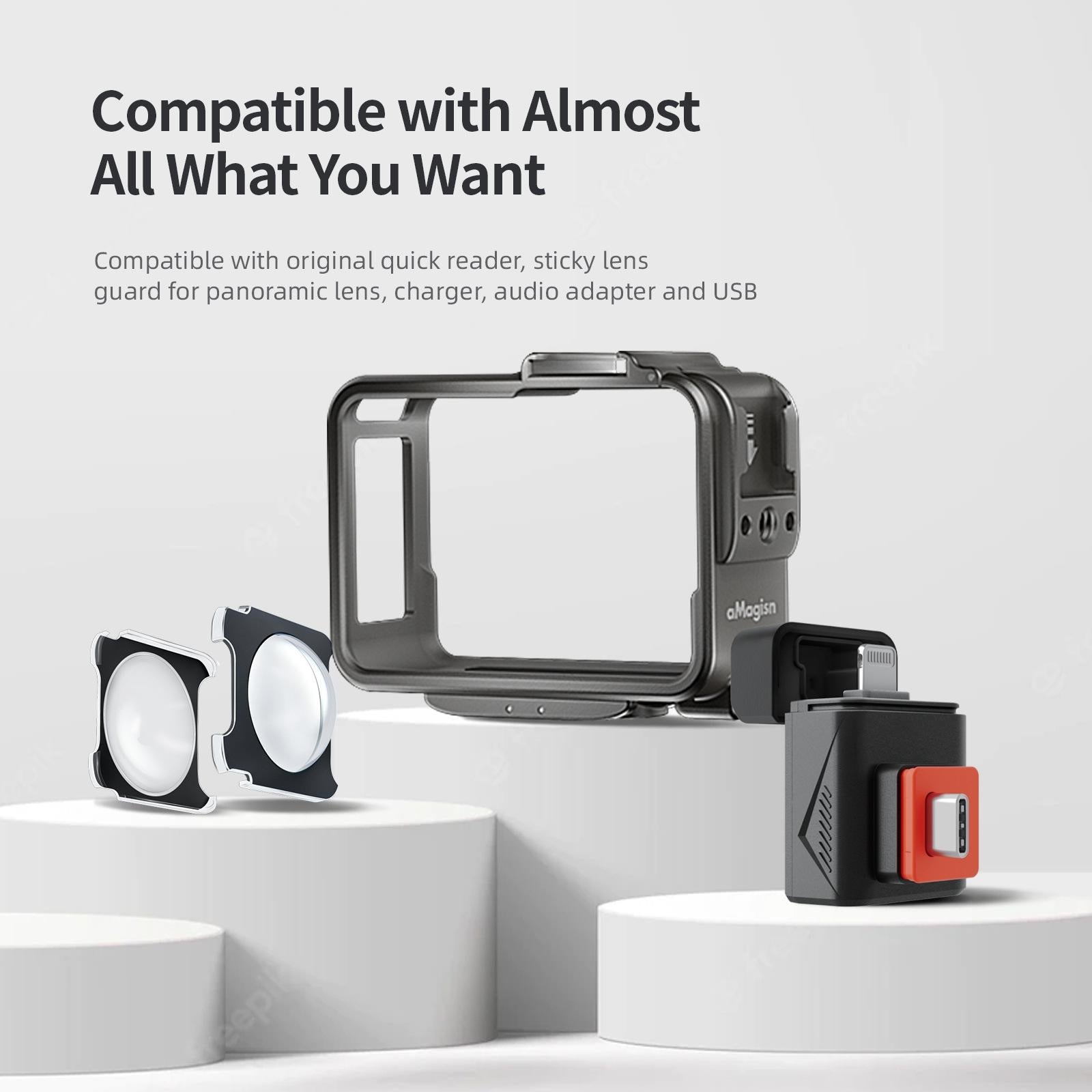 Extended Metal Rabbit Cage For Magisn Sports Camera With Cold Shoe