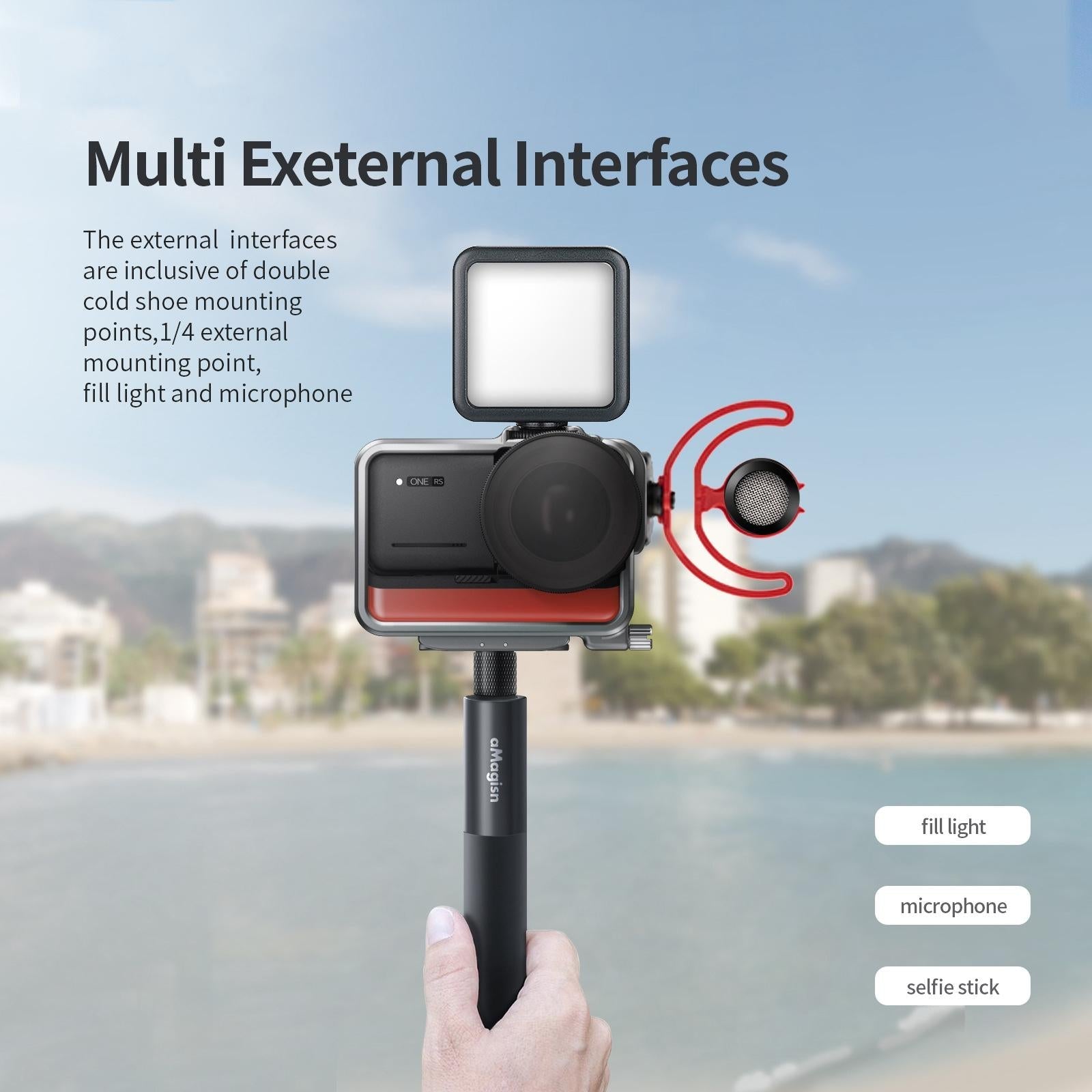 Extended Metal Rabbit Cage For Magisn Sports Camera With Cold Shoe