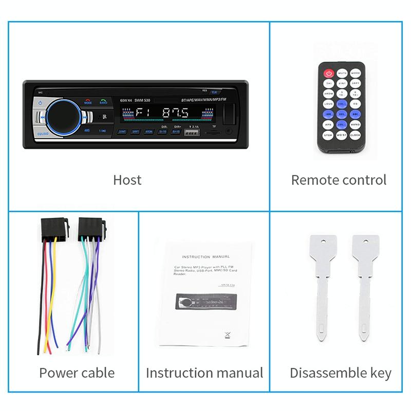 12V Car Dual Usb Charger Radio Receiver Mp3 Player Fm & Bluetooth Remote Control