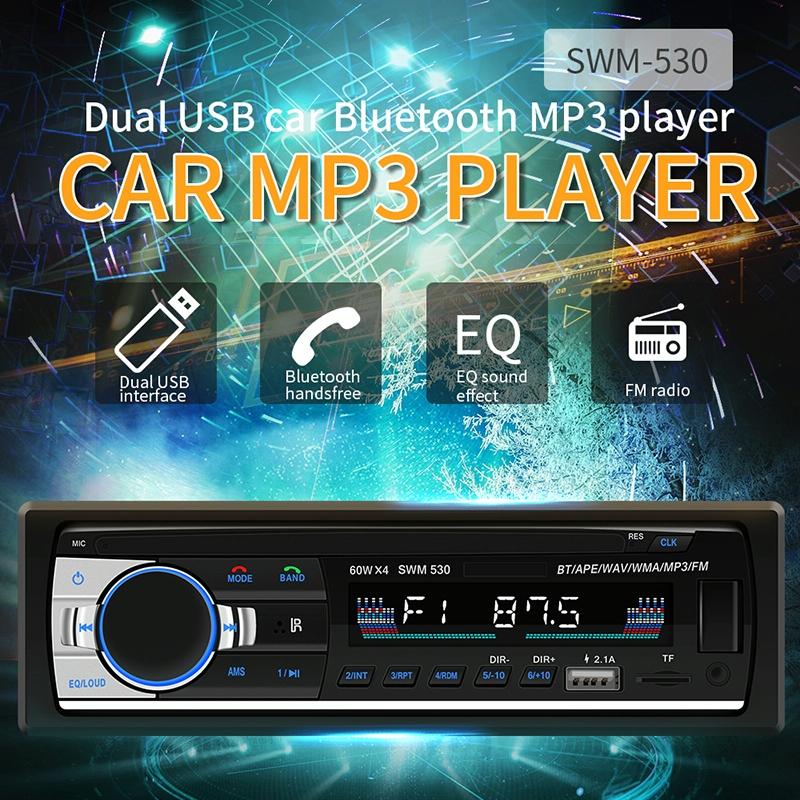 12V Car Dual Usb Charger Radio Receiver Mp3 Player Fm & Bluetooth Remote Control