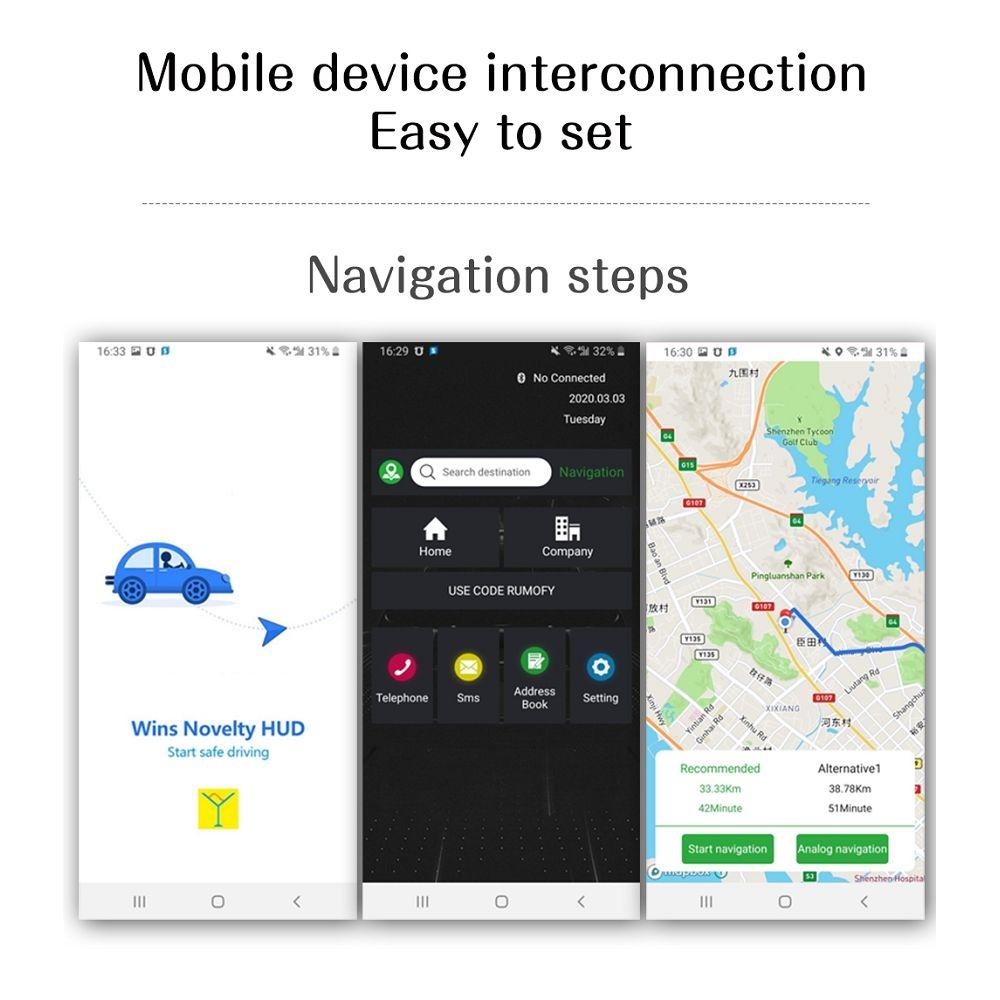 Car Hud Display Compass Speed Temp Voltage Alarm Navigation Obd2 + Gps