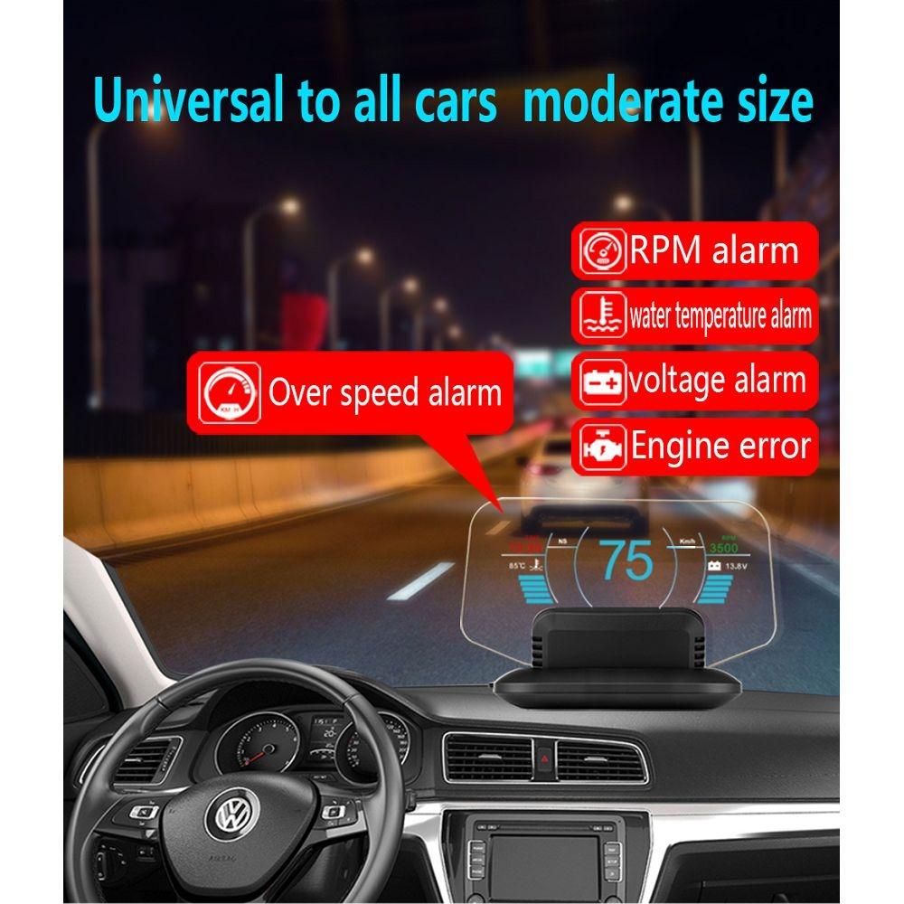 Car Hud Display Compass Speed Temp Voltage Alarm Navigation Obd2 + Gps