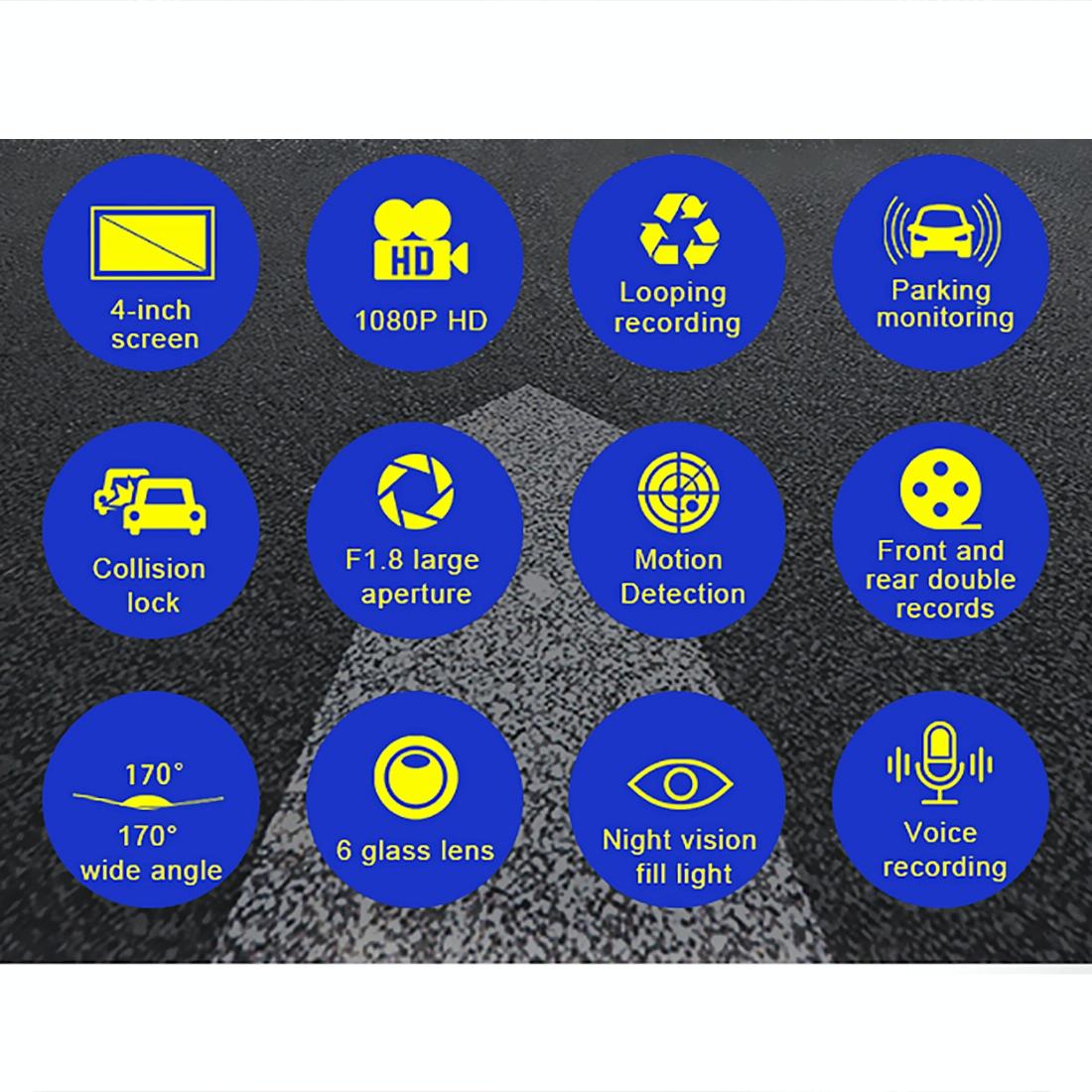 Full Hd 1080p Car Dvr with 170 Degree Wide Angle - 4 Inch Screen