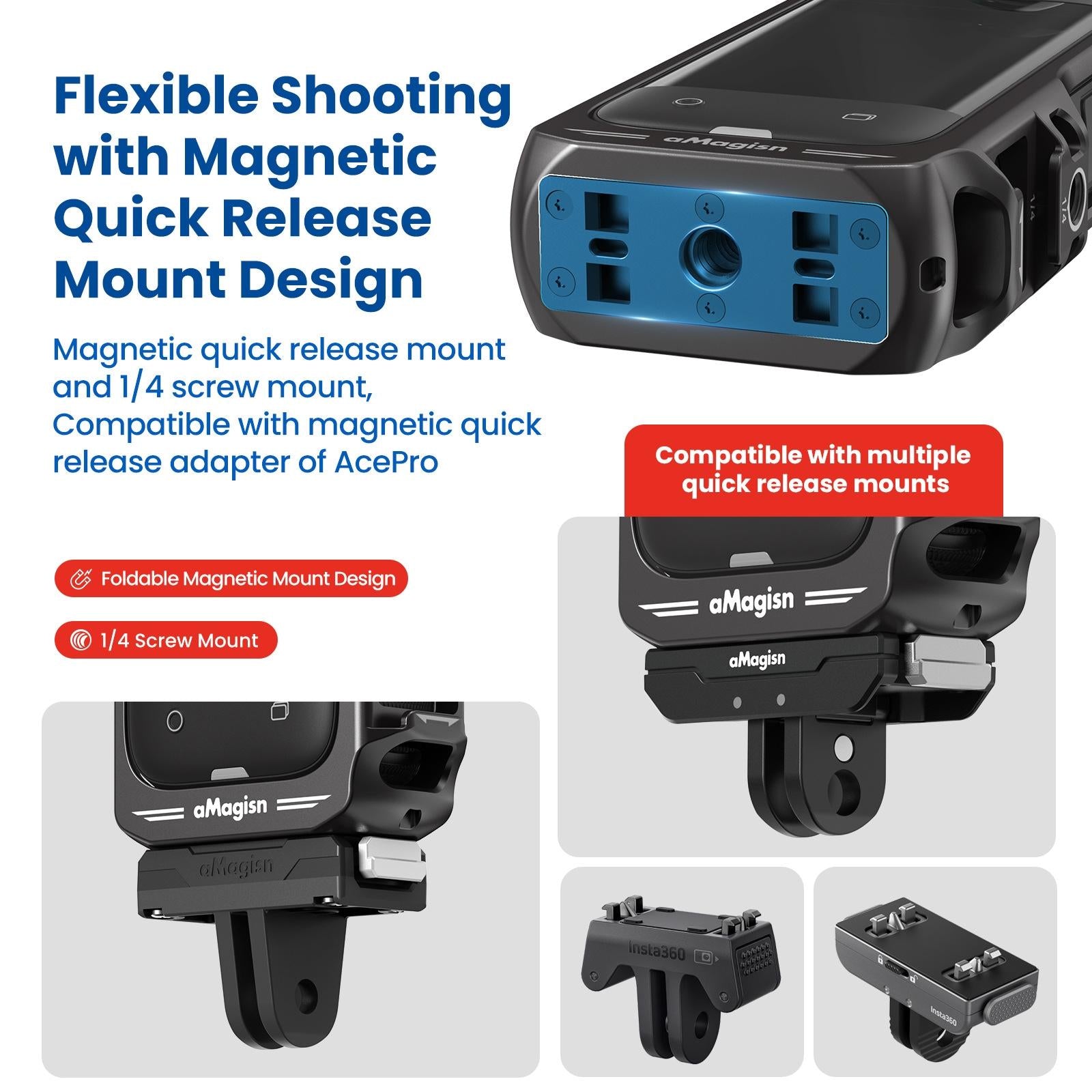 Amagisn Metal Protective Housing for Insta360 X4 - Quick Release