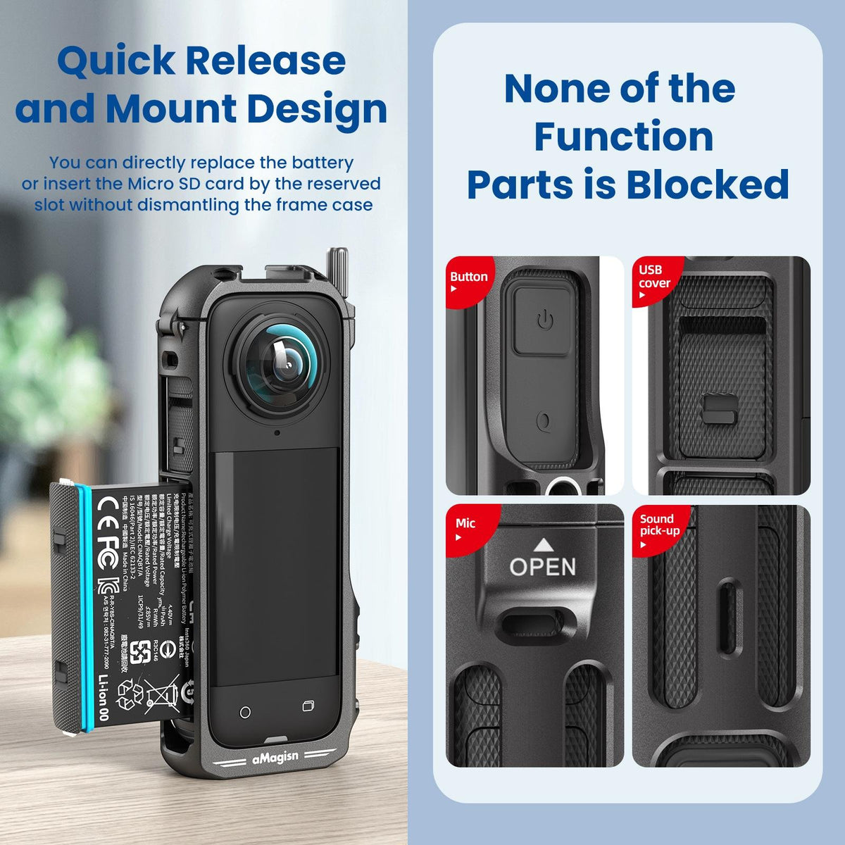 Amagisn Metal Protective Housing for Insta360 X4 - Quick Release