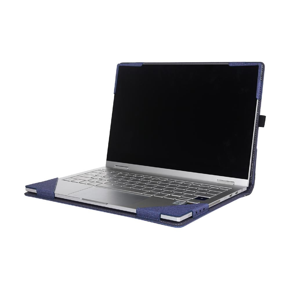 15.6 Inch Multifunctional Laptop Case With Stand - Blue Pu Leather