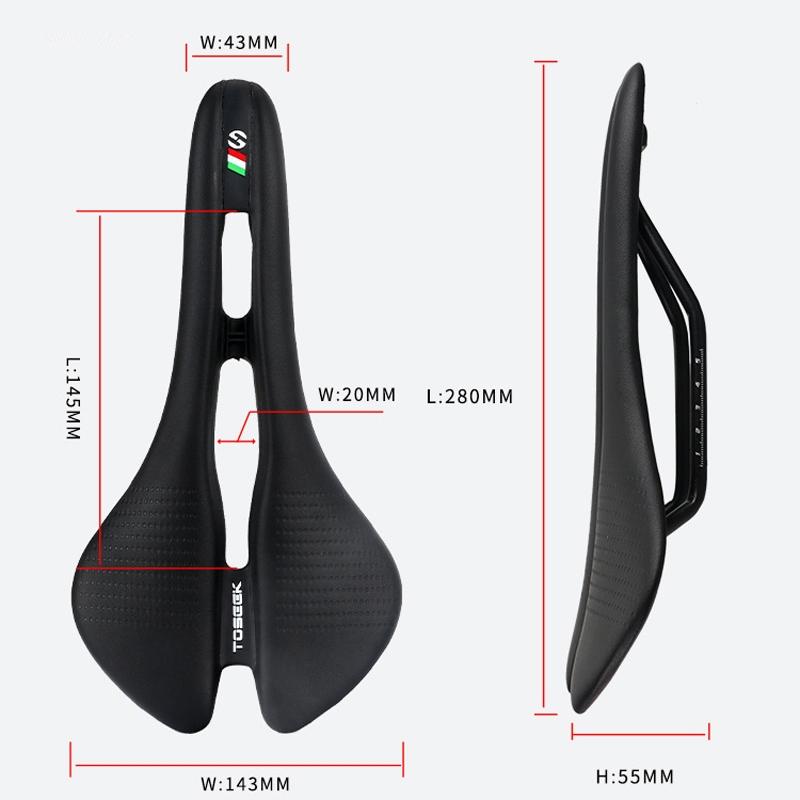 Toseek Road Bike Saddle Black - Black Red