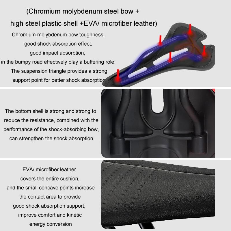 Toseek Road Bike Saddle Black - Black Red