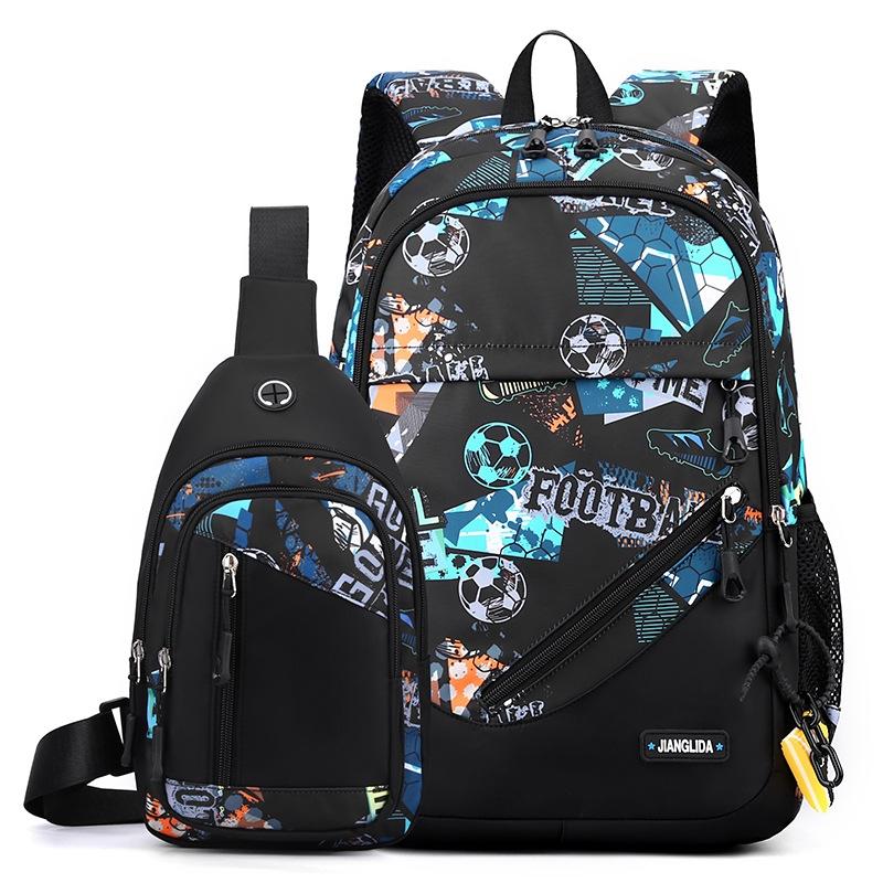 Lightweight 2-in-1 Backpack and Chest Bag for Men - Blue Football - Green Football