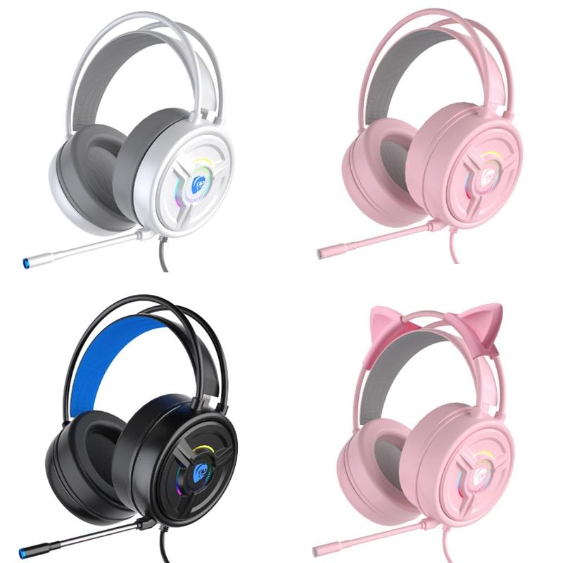 Psh-200 Wired Gaming Headset With Microphone Pink Cat Ear
