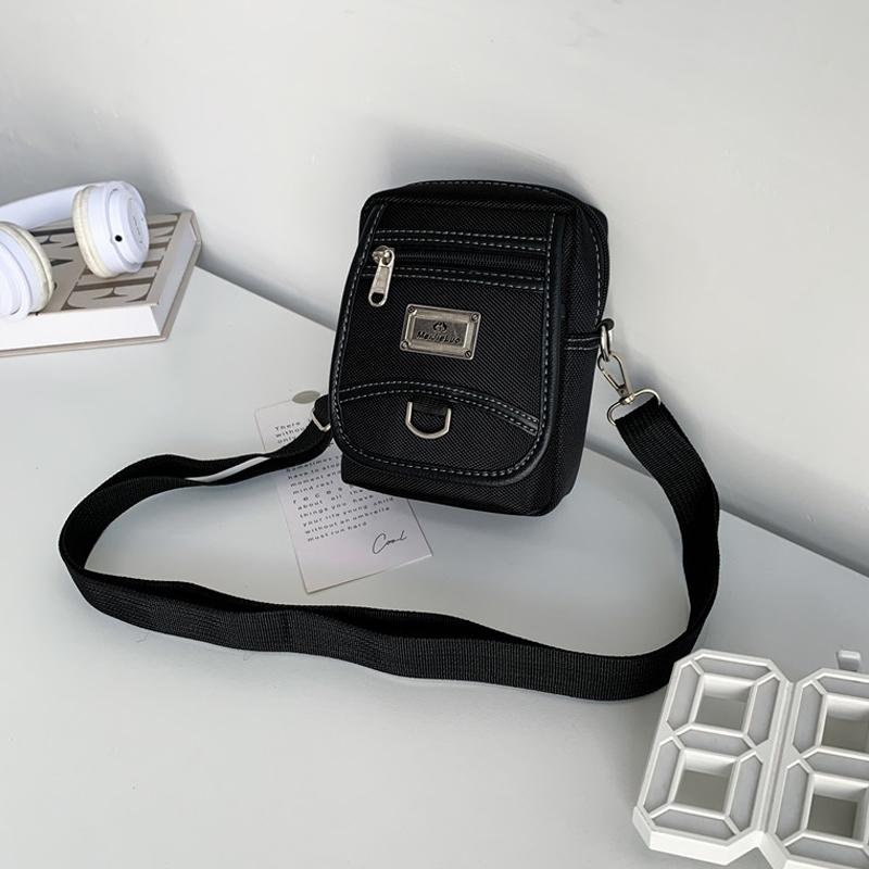Compact Black Oxford Shoulder Crossbody Backpack With Single Strap For Men - Brown Small
