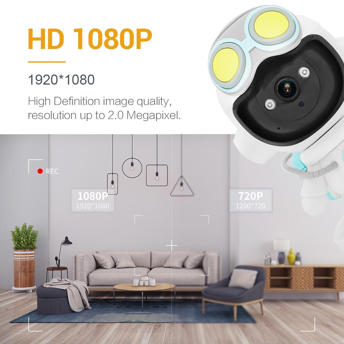 2Mp Wifi Camera With Motion Detection Tracking Sound Alarm Cloud Storage Two-Way Audio Night Vision