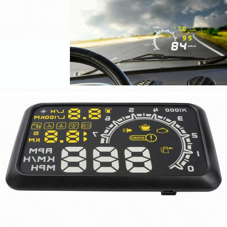 5.5 Inch Car Obdii Hud Fuel Consumption Warning System With Led