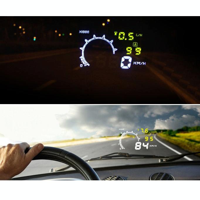 5.5 Inch Car Obdii Hud Fuel Consumption Warning System With Led