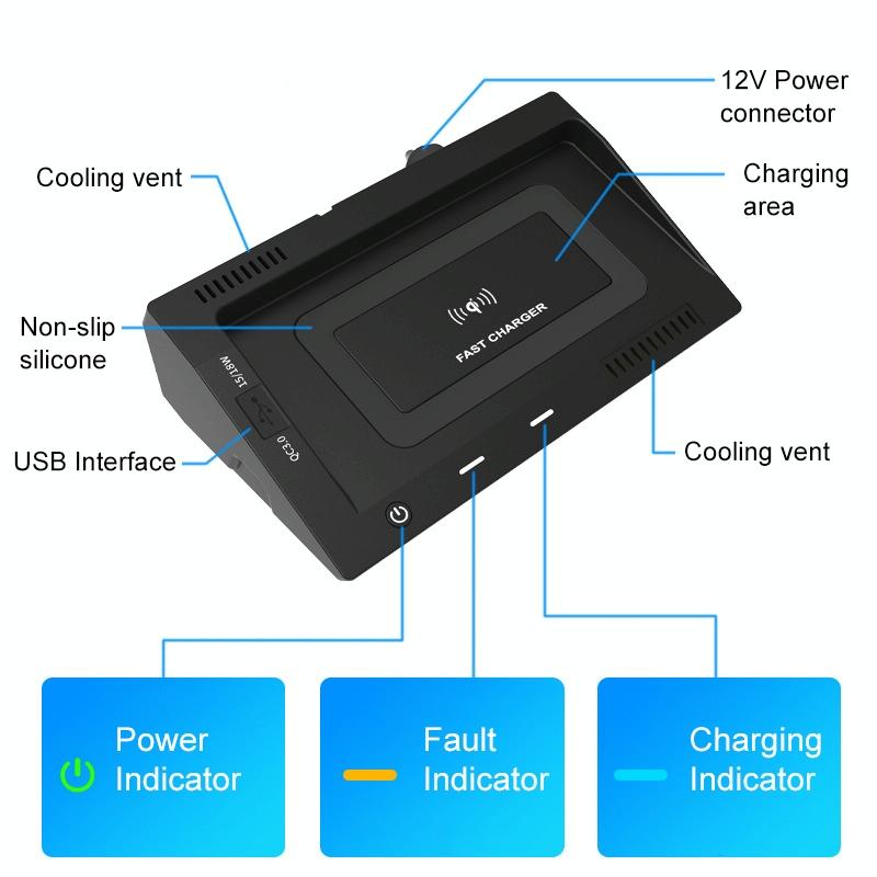 10W Wireless Car Charger For Volkswagen Teramont 2018-2020 - Qi Standard